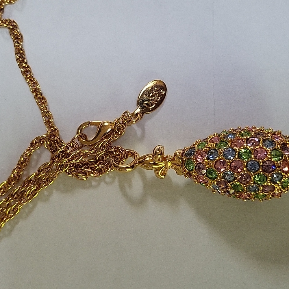 Joan Rivers Vintage 1990's Pastel Crystal Egg Necklace